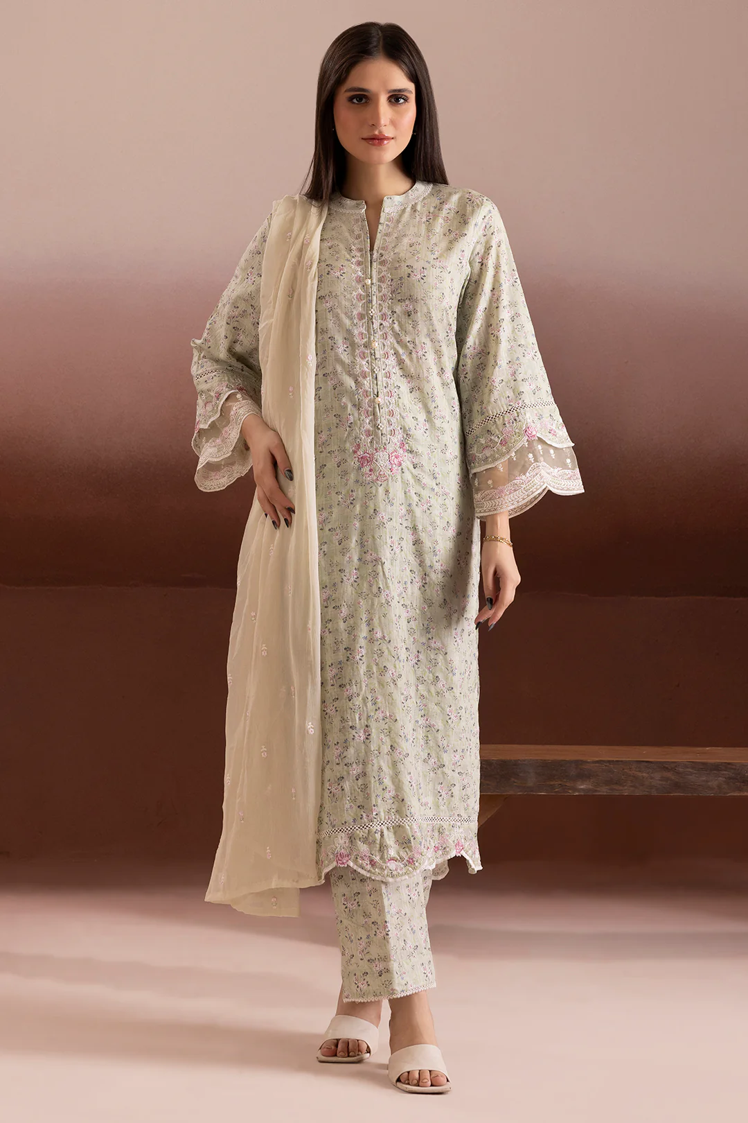 Embroidered Kurta Dupatta Trouser - 2267