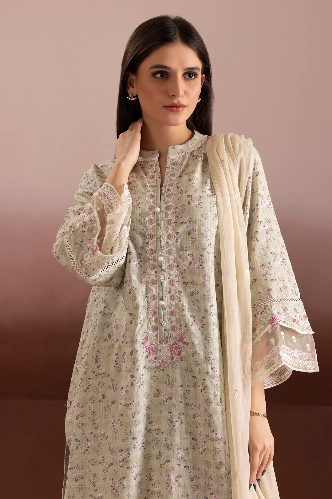 Embroidered Kurta Dupatta Trouser - 2267 - Image 11