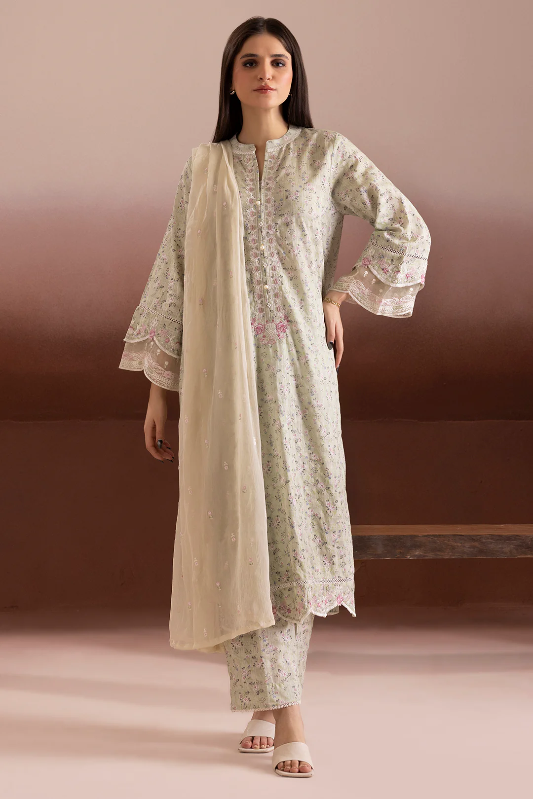 Embroidered Kurta Dupatta Trouser - 2267 - Image 3