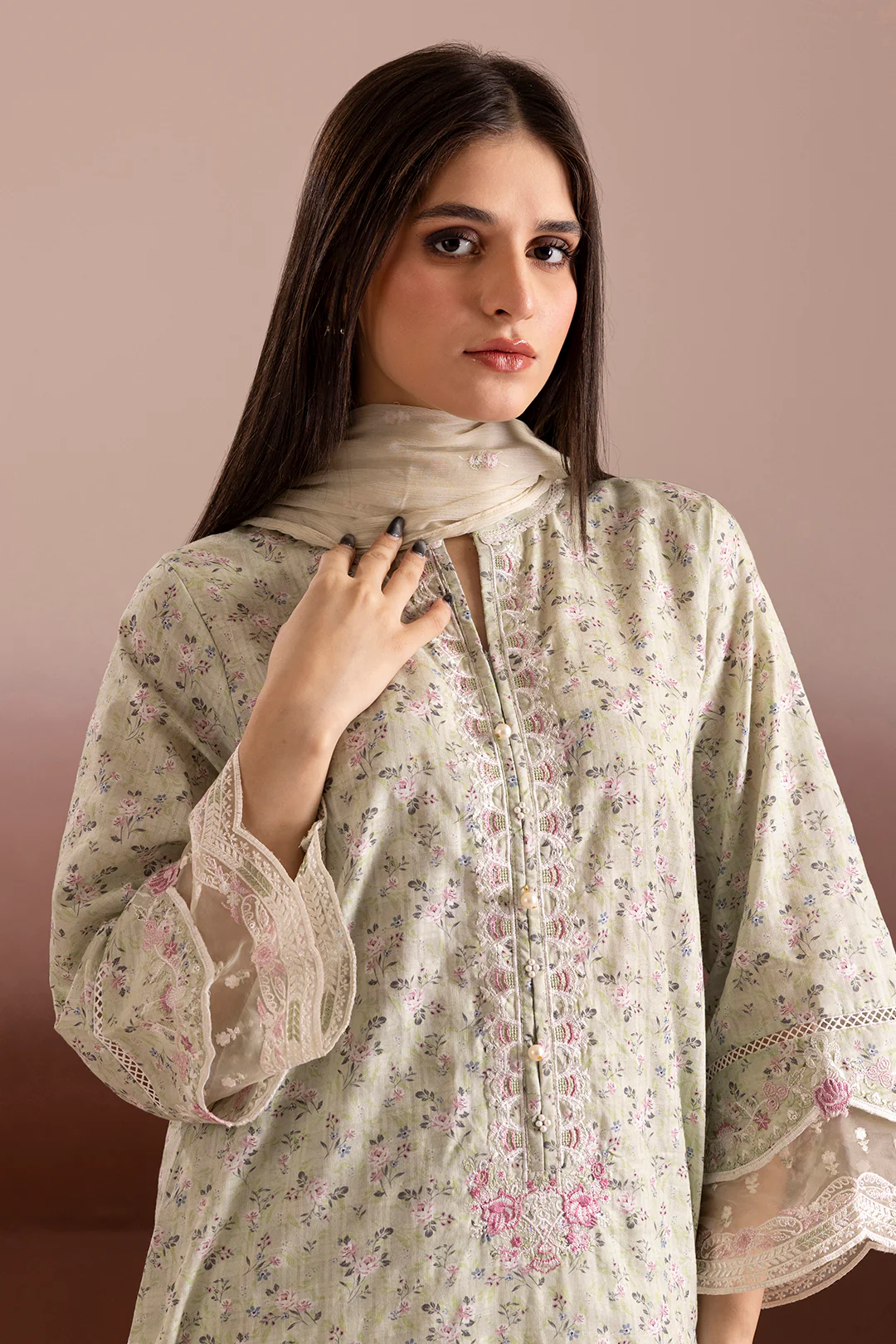 Embroidered Kurta Dupatta Trouser - 2267 - Image 5