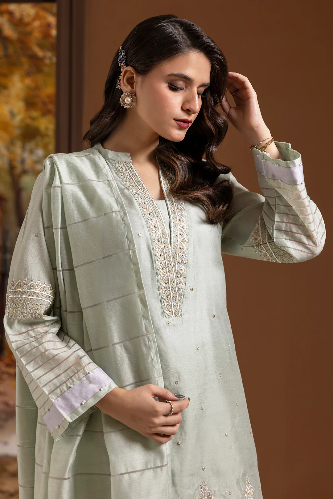 Embroidered Kurta Dupatta Trouser - 2505 - Image 3