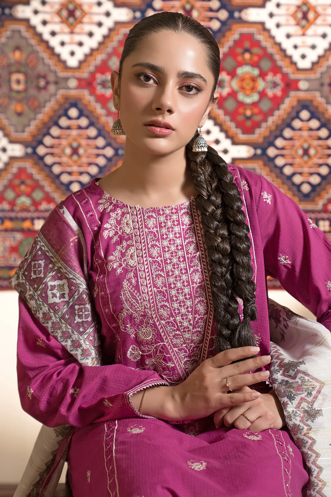 Embroidered Kurta Dupatta Trouser - 1579 - Image 4