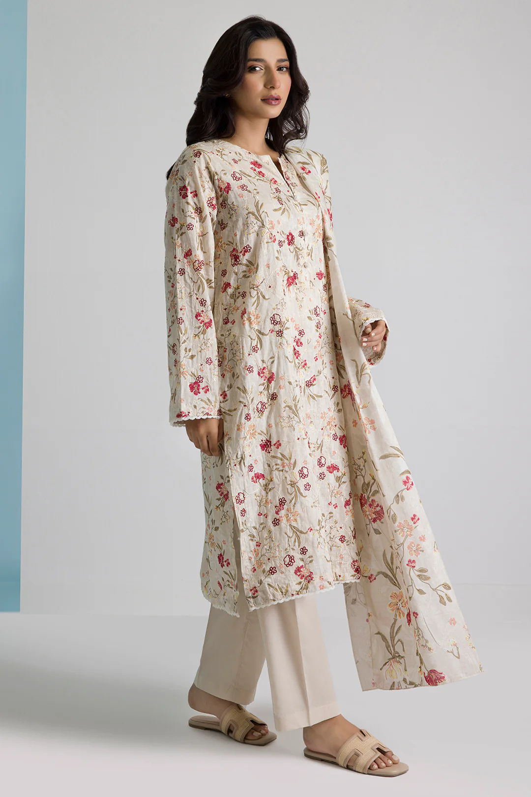 Embroidered Kurta Dupatta Trouser - 1630 - Image 3