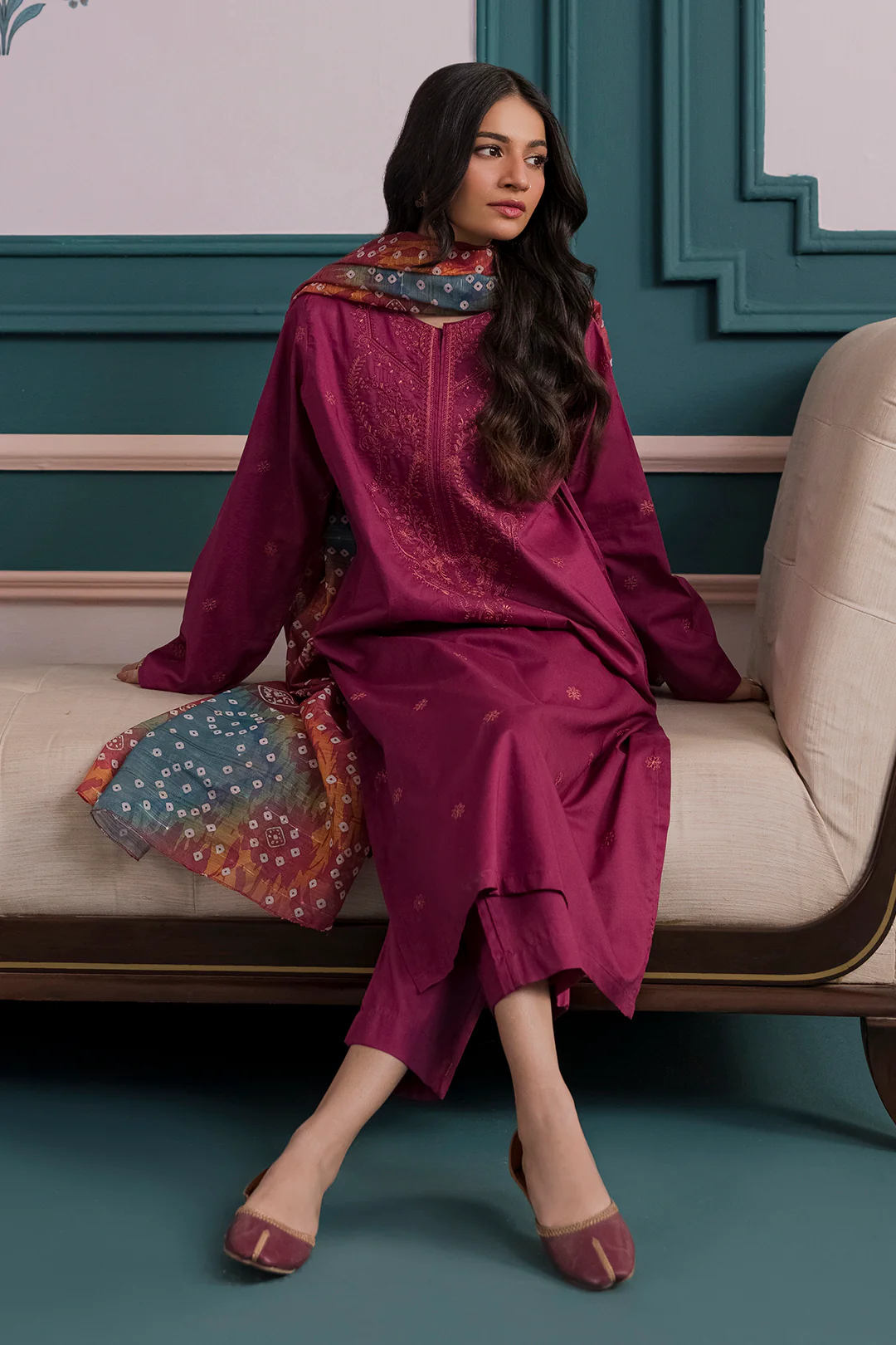 Embroidered Kurta Dupatta Trouser - 1720 - Image 3