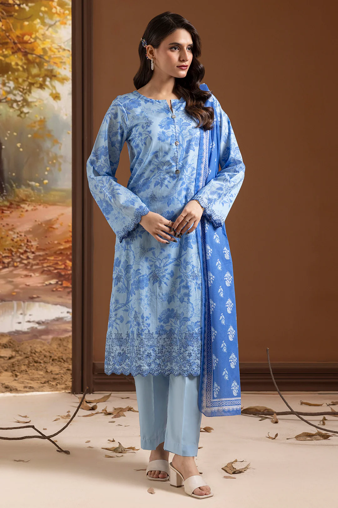 Embroidered Kurta Dupatta Trouser - 1785