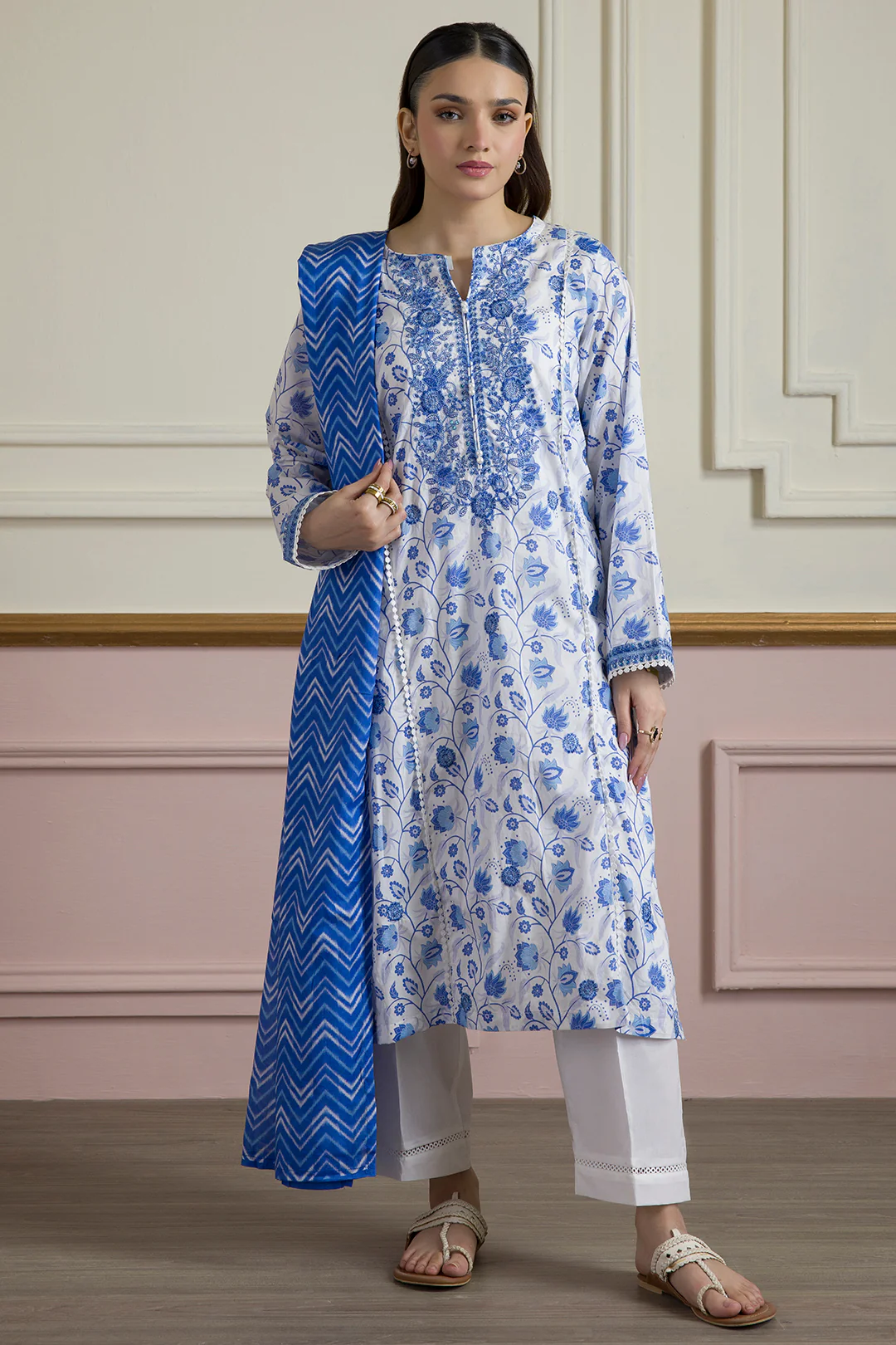 Embroidered Kurta Dupatta Trouser - 1789