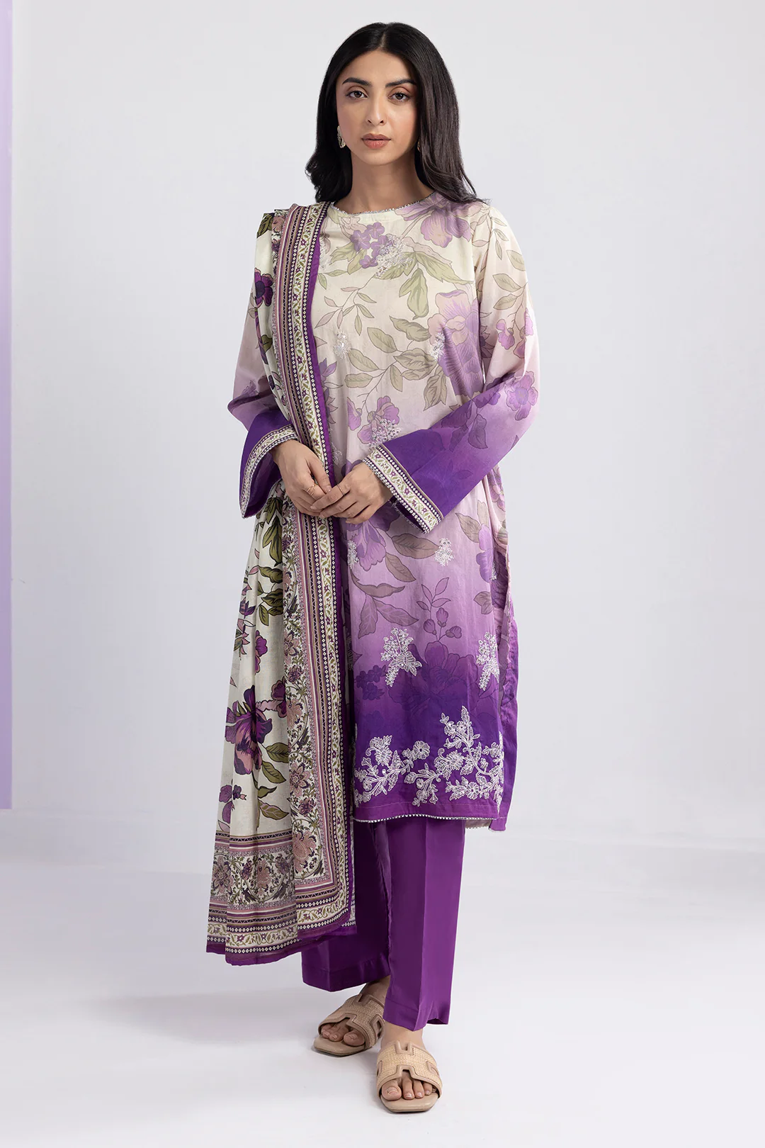 Embroidered Kurta Dupatta Trouser - 1940