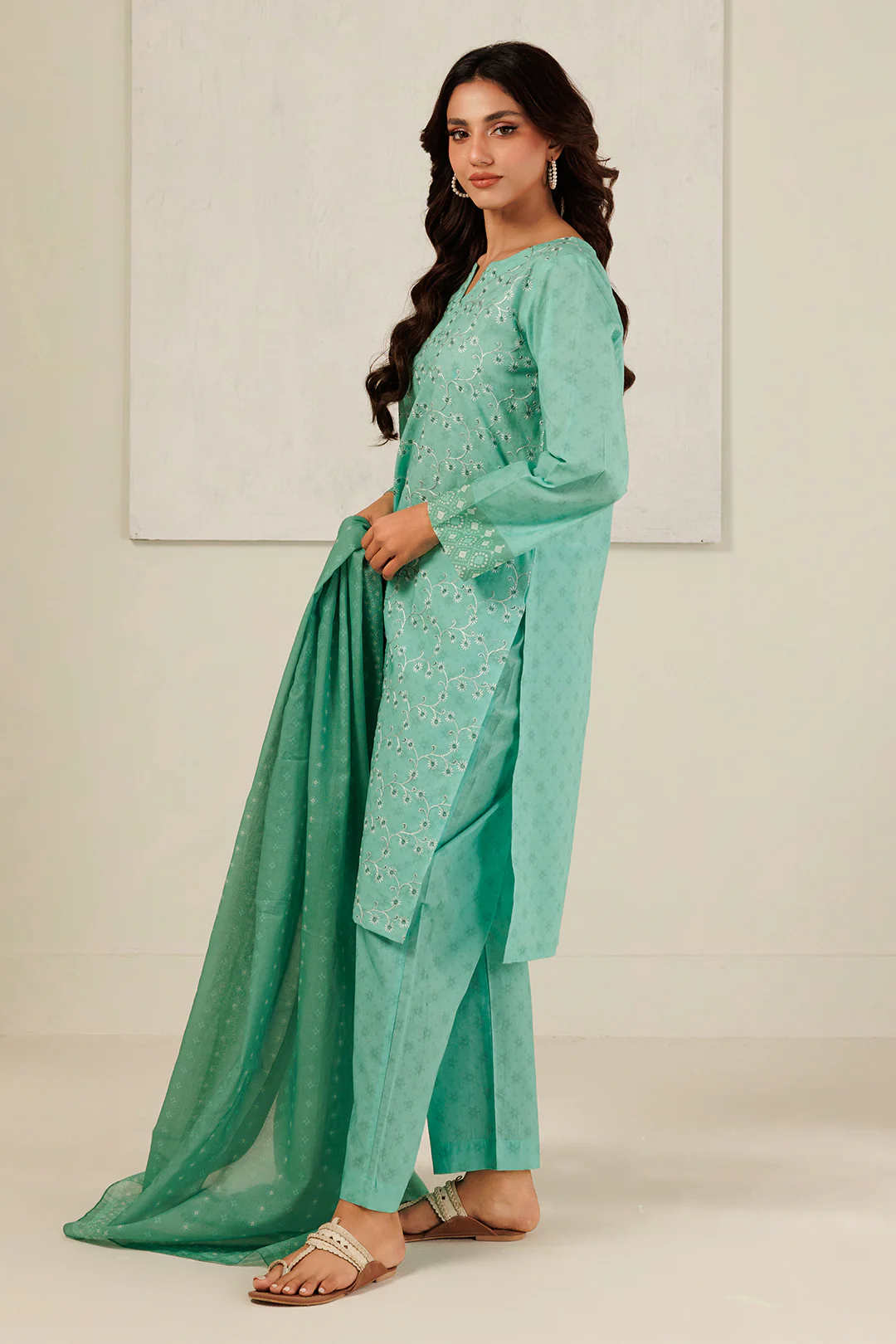 Embroidered Kurta Dupatta Trouser - 2111 - Image 5
