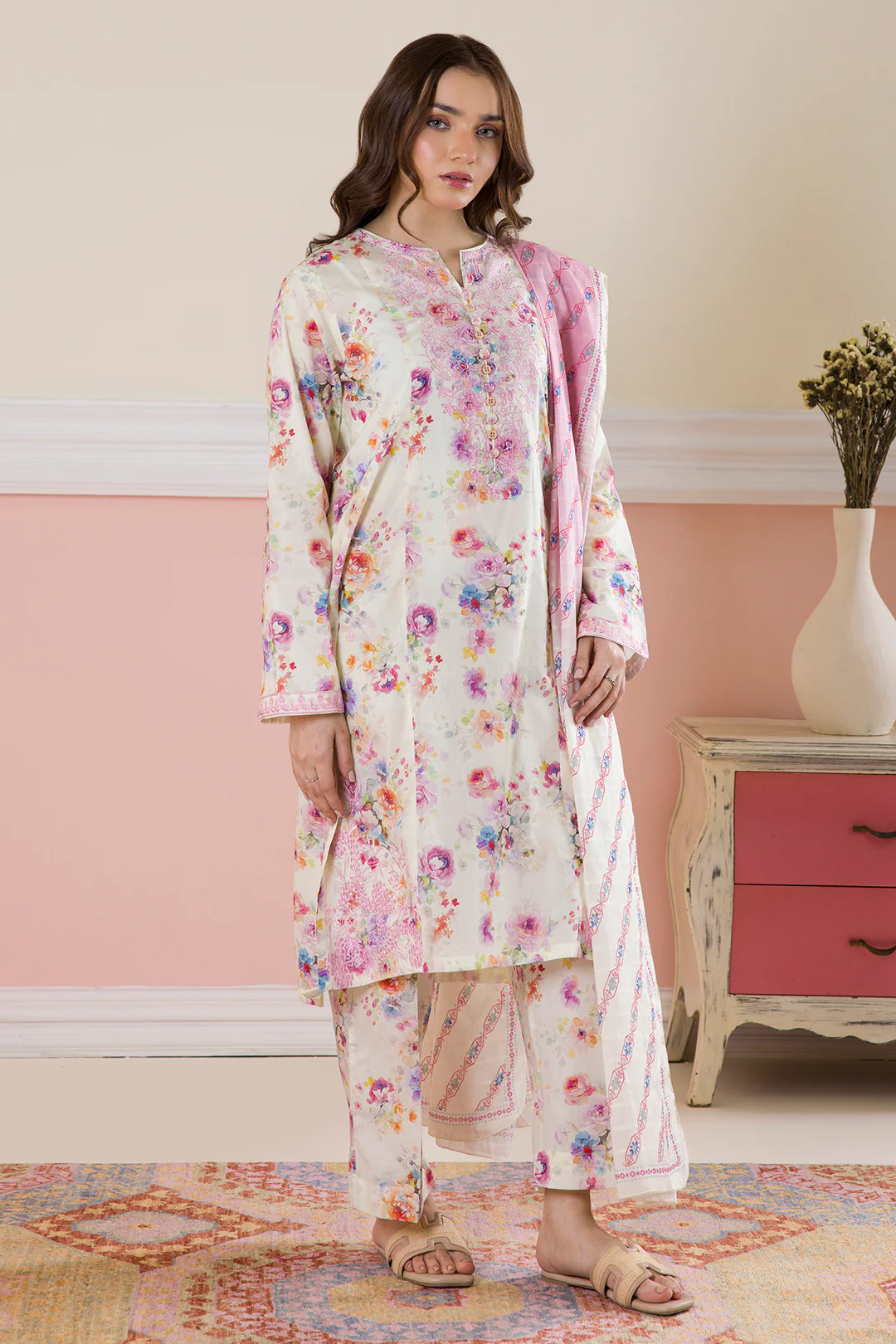 Embroidered Kurta Dupatta Trouser - 2262 - Image 3