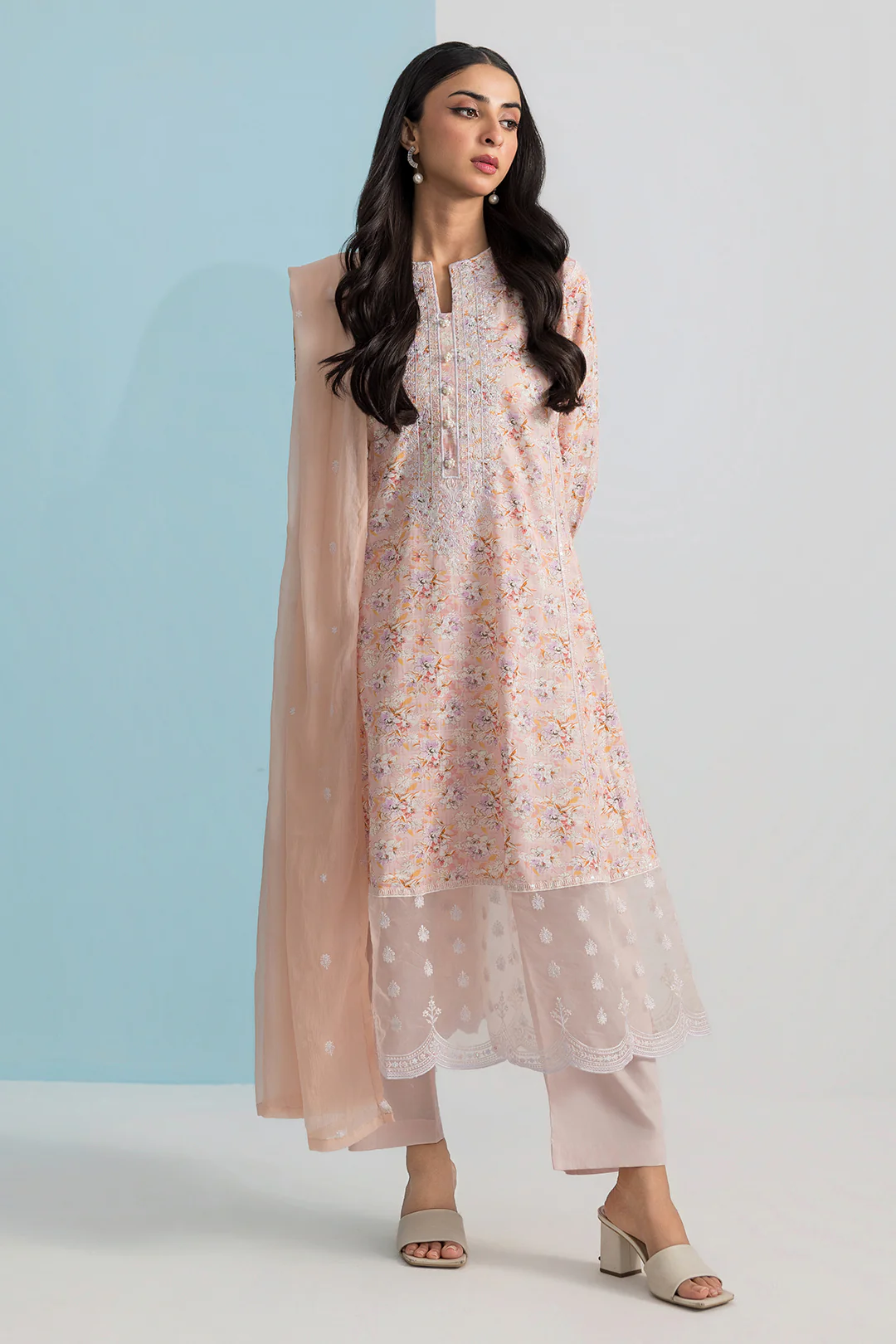 Embroidered Kurta Dupatta Trouser - 2504