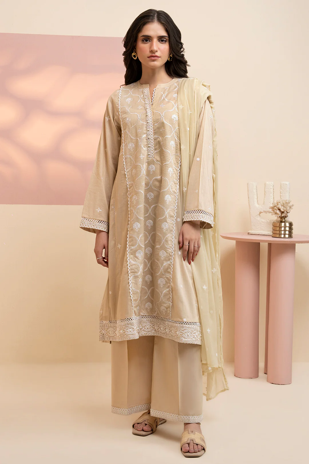 Embroidered Kurta Dupatta Trouser - 2505