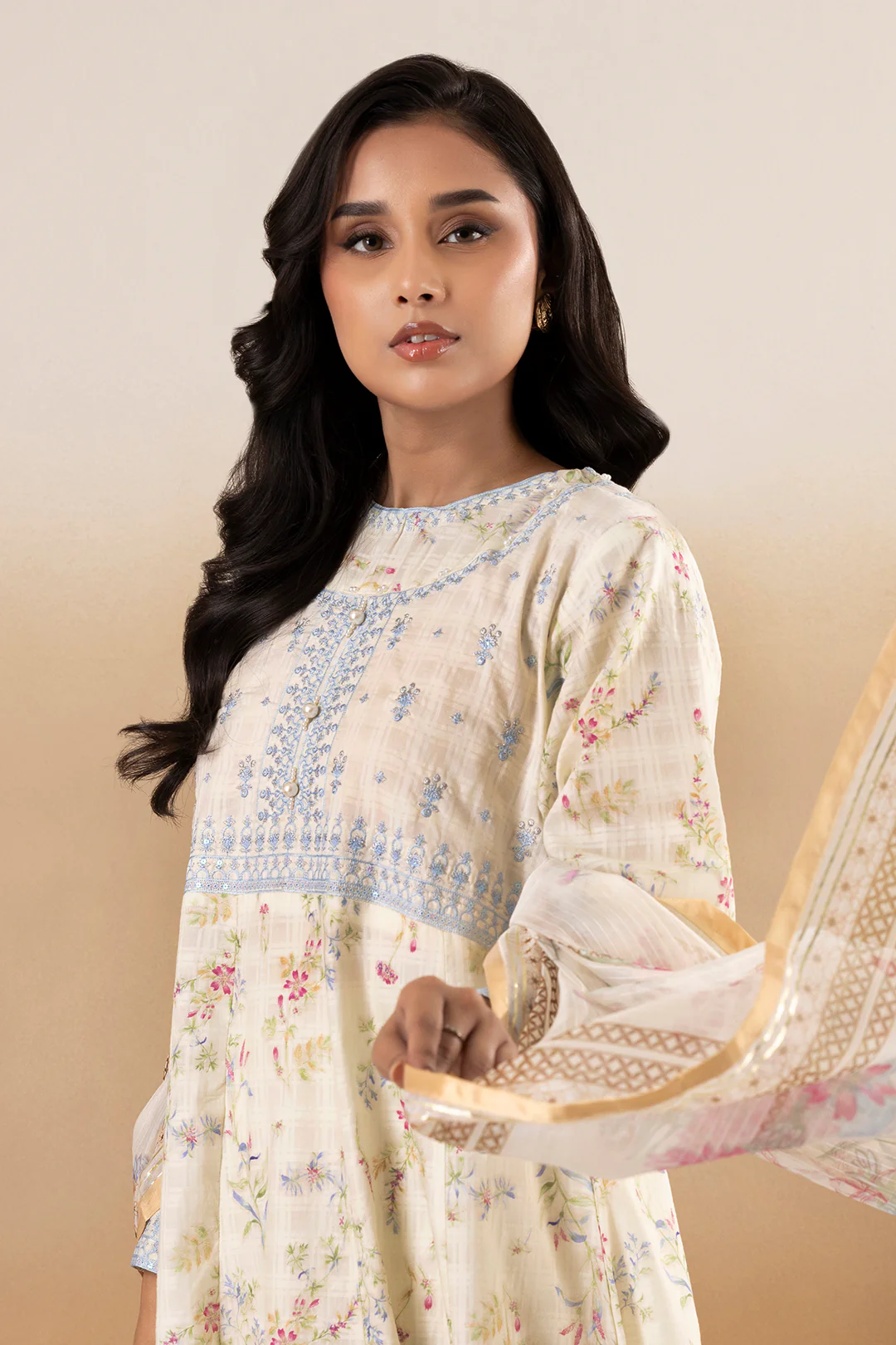 Embroidered Kurta Dupatta Trouser - 2514 - Image 4