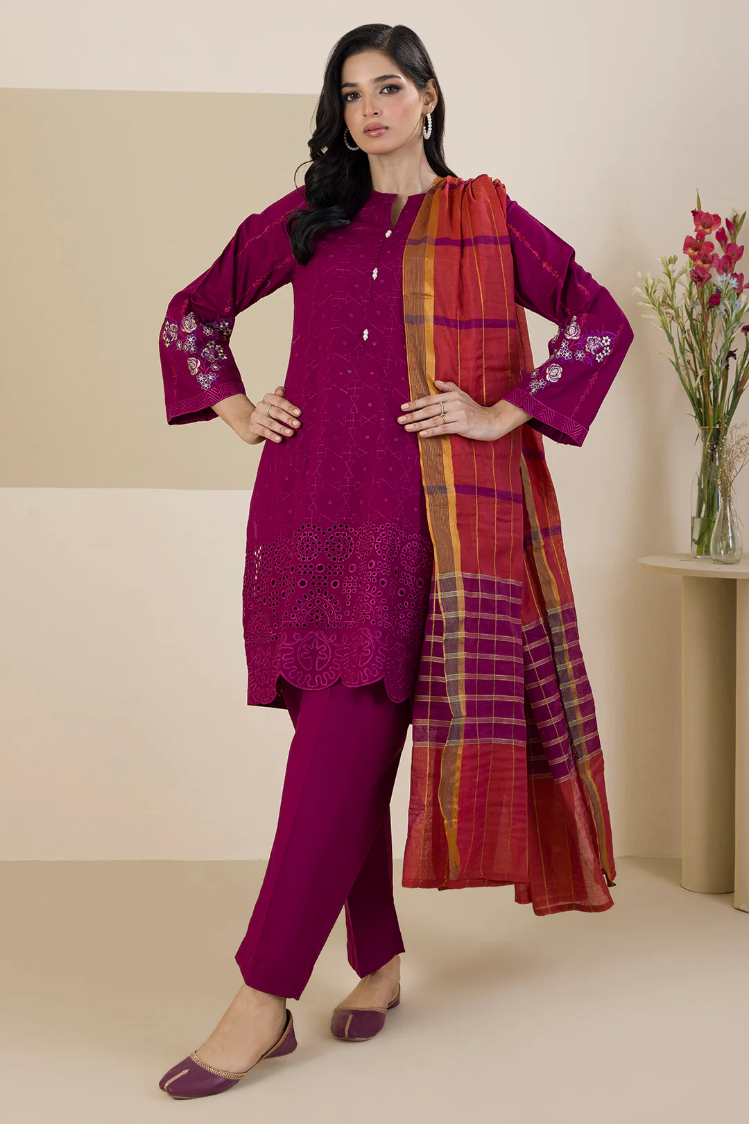 Embroidered Kurta Dupatta Trouser - 2525 - Image 3