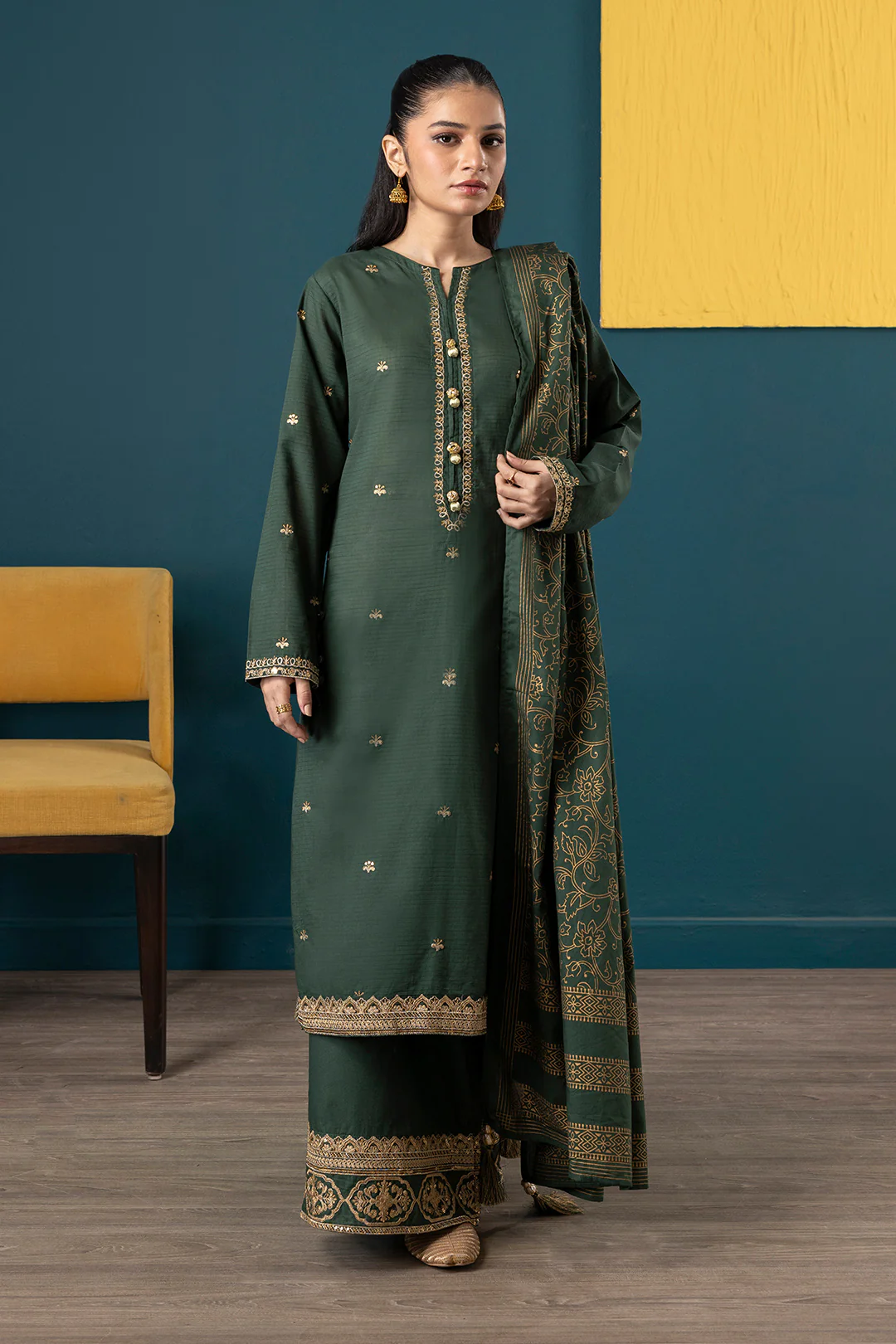 Embroidered Kurta Dupatta Trouser - 2534 - Image 8