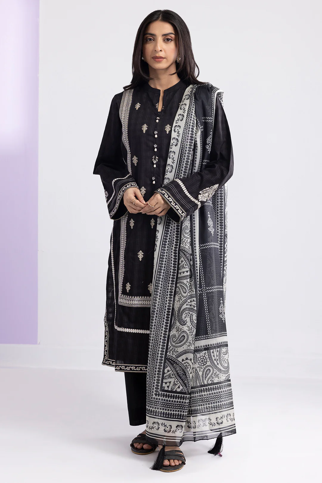 Embroidered Kurta Dupatta Trouser - 2576