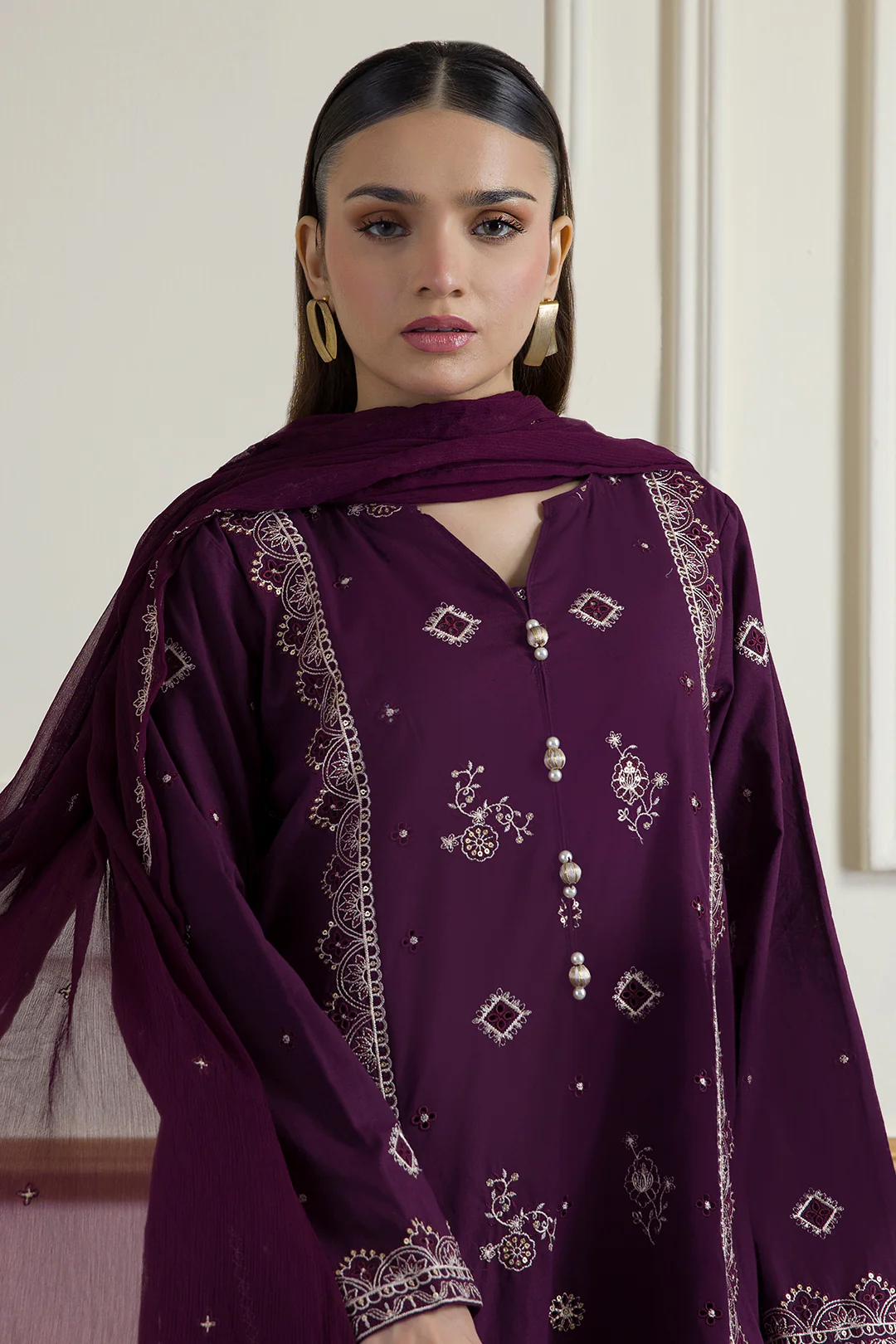 Embroidered Kurta Dupatta Trouser - 2607 - Image 2