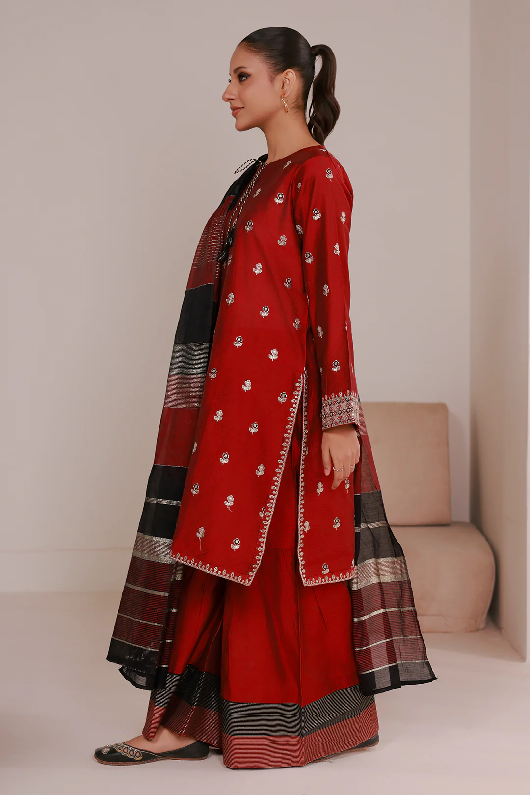 Embroidered Kurta Dupatta Trouser - 2663 - Image 4