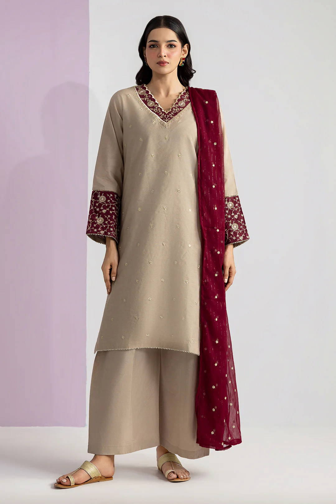 Embroidered Kurta Dupatta Trouser - 2686