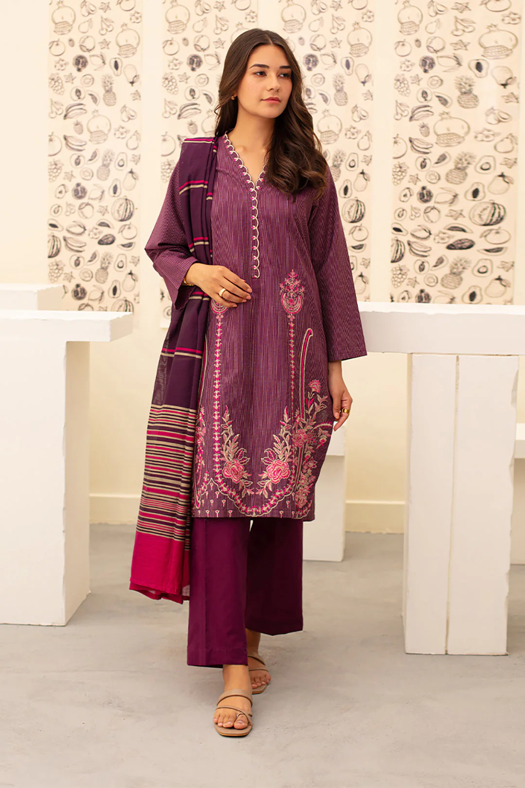 Embroidered Kurta Dupatta Trouser - 1413 - Image 2
