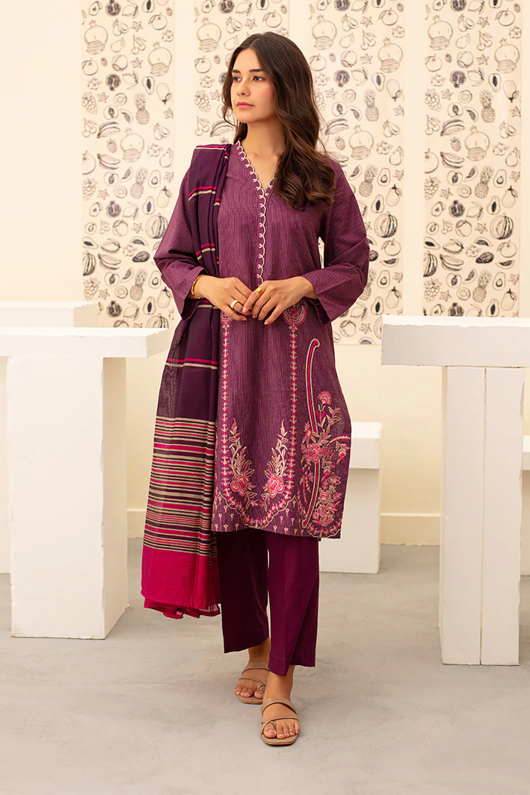 Embroidered Kurta Dupatta Trouser - 1413 - Image 3