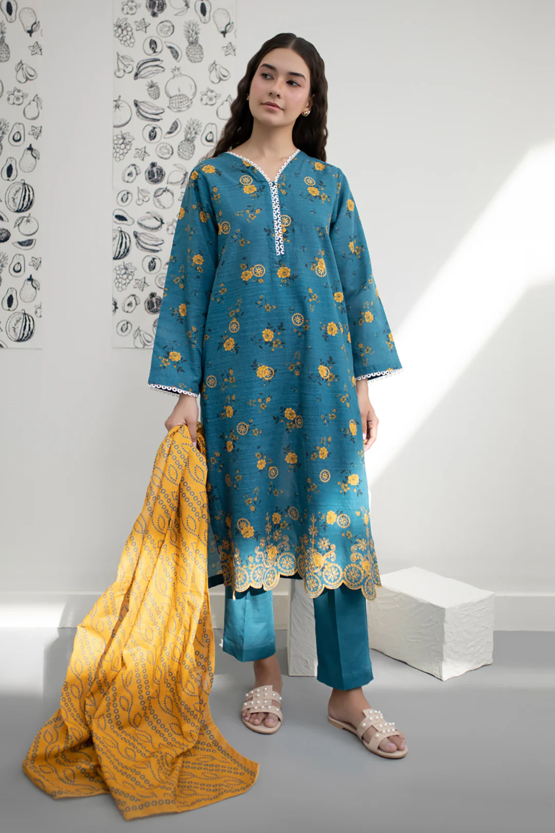 Embroidered Kurta Dupatta Trouser - 1416 - Image 2