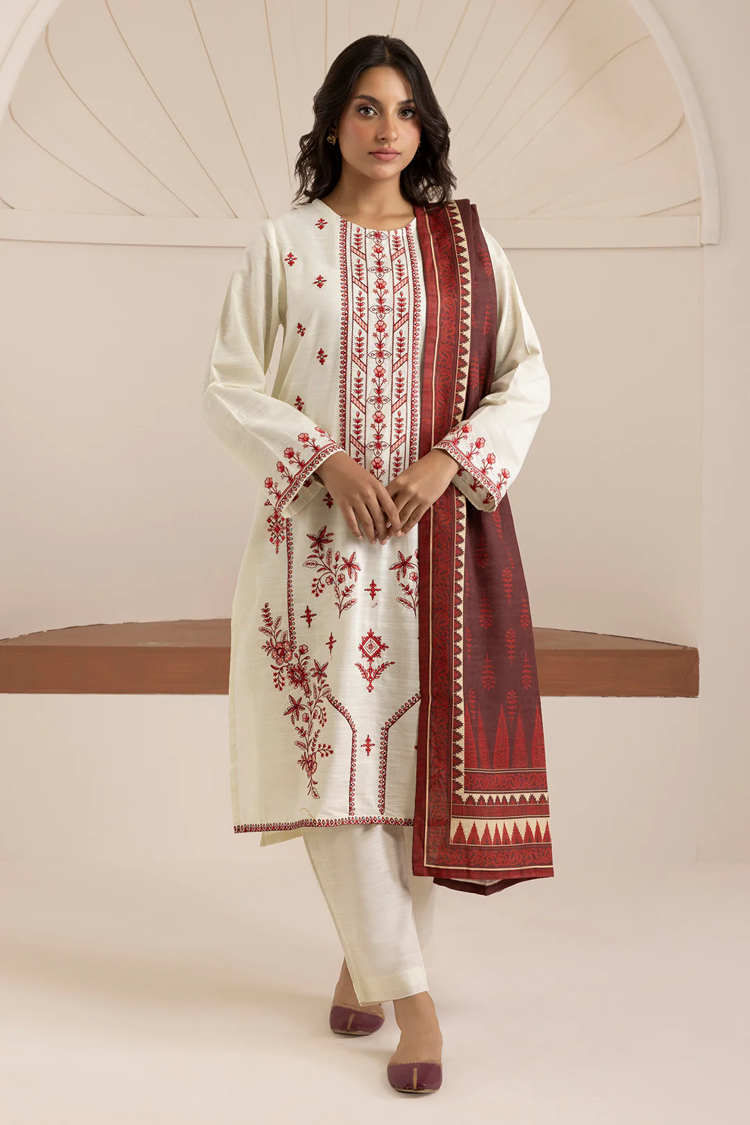 Embroidered Kurta Dupatta Trouser - 3063