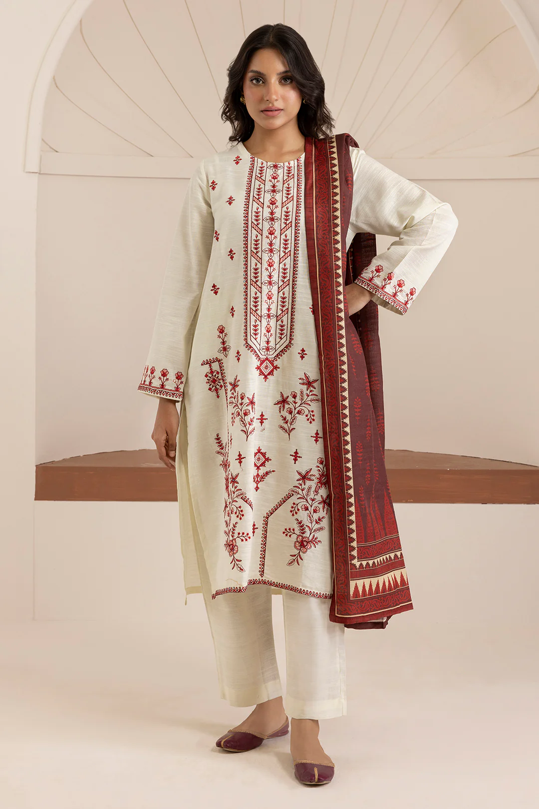 Embroidered Kurta Dupatta Trouser - 3063 - Image 3