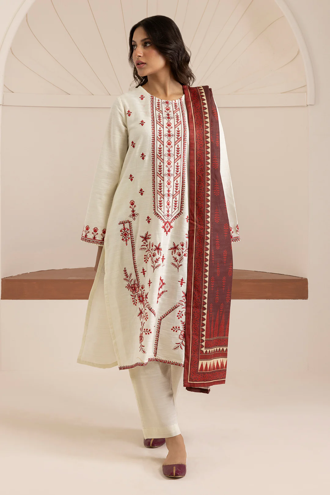Embroidered Kurta Dupatta Trouser - 3063 - Image 7