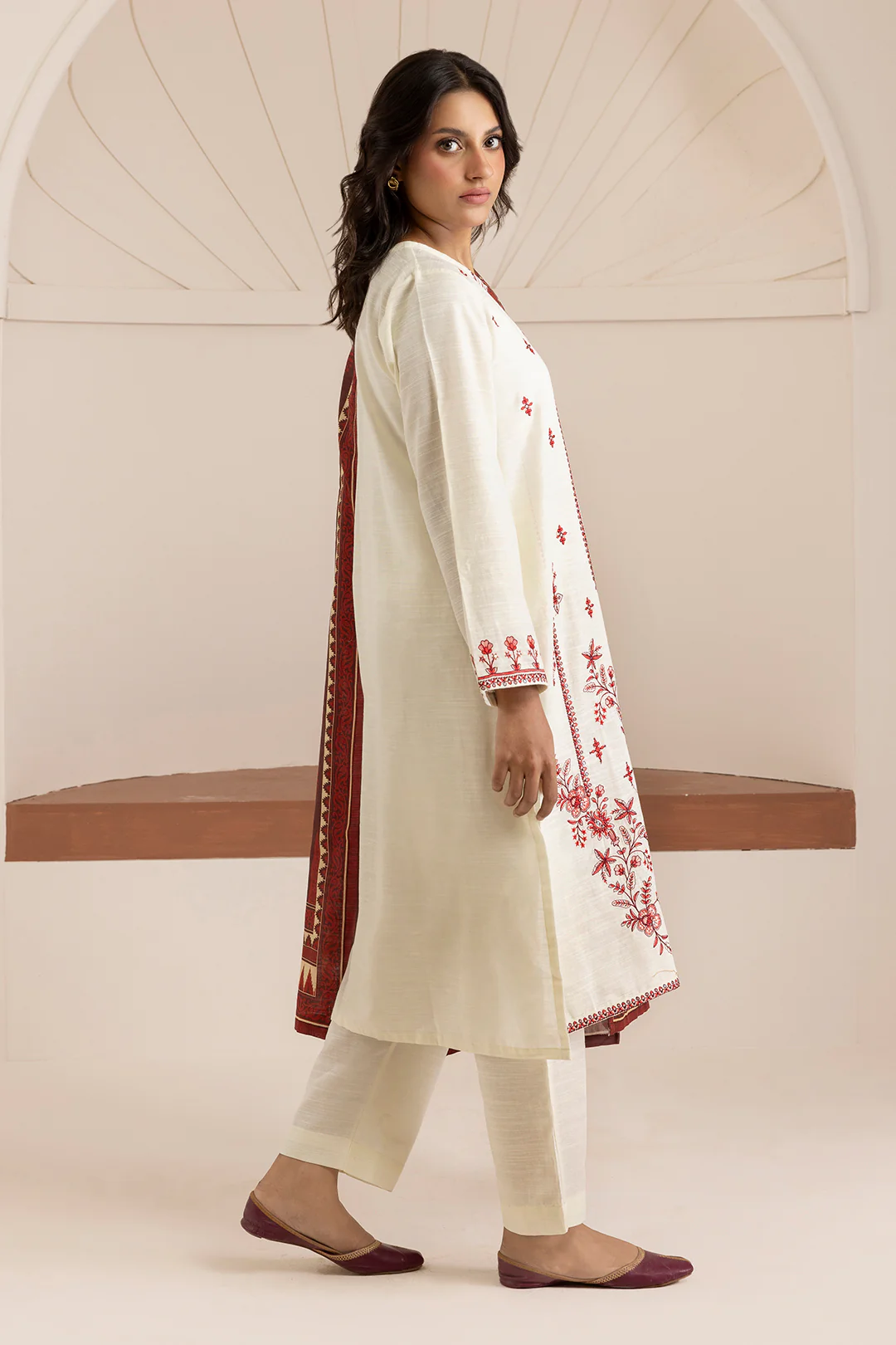 Embroidered Kurta Dupatta Trouser - 3063 - Image 9