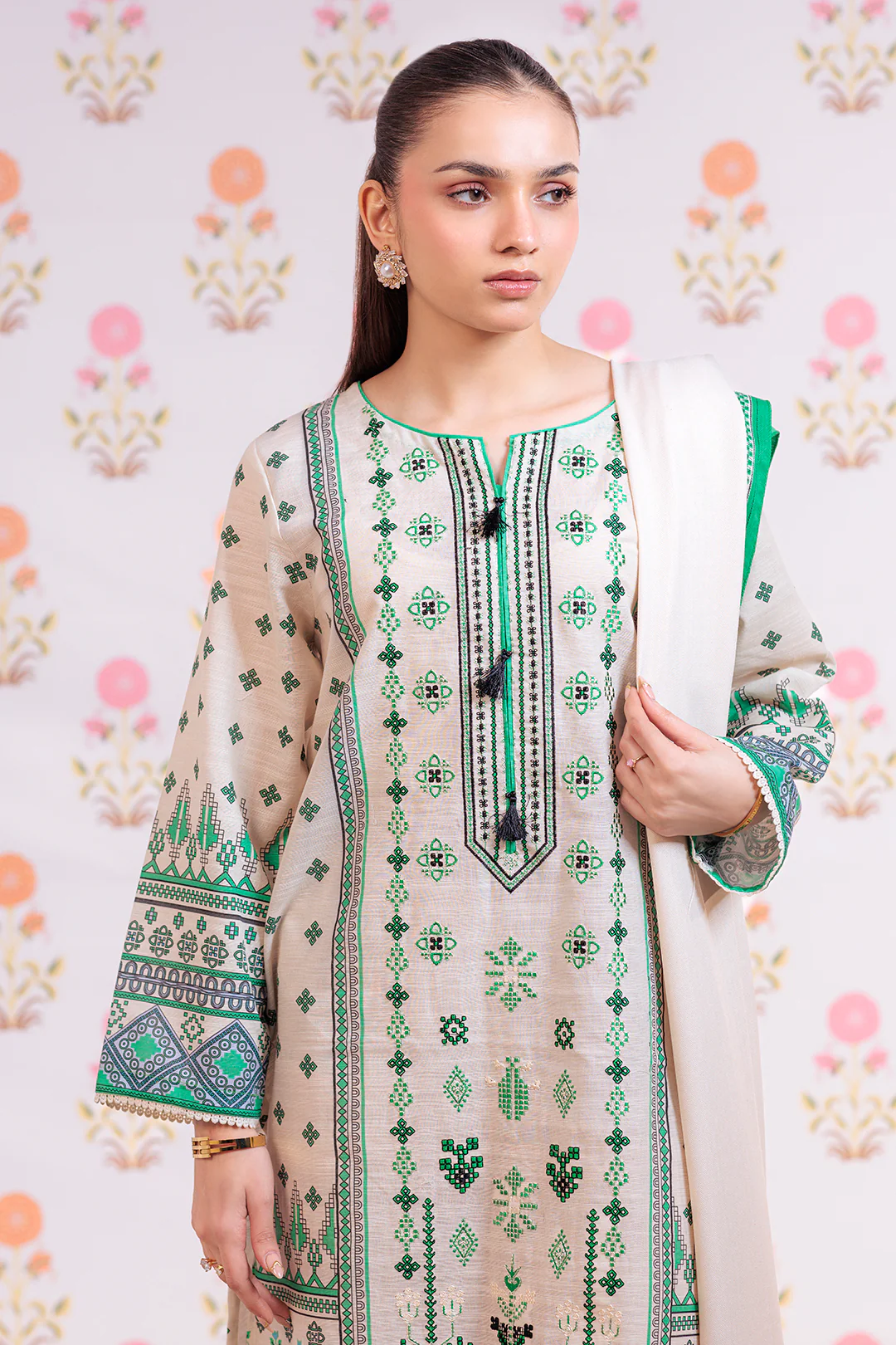 Embroidered Kurta Dupatta Trouser - 3075 - Image 3