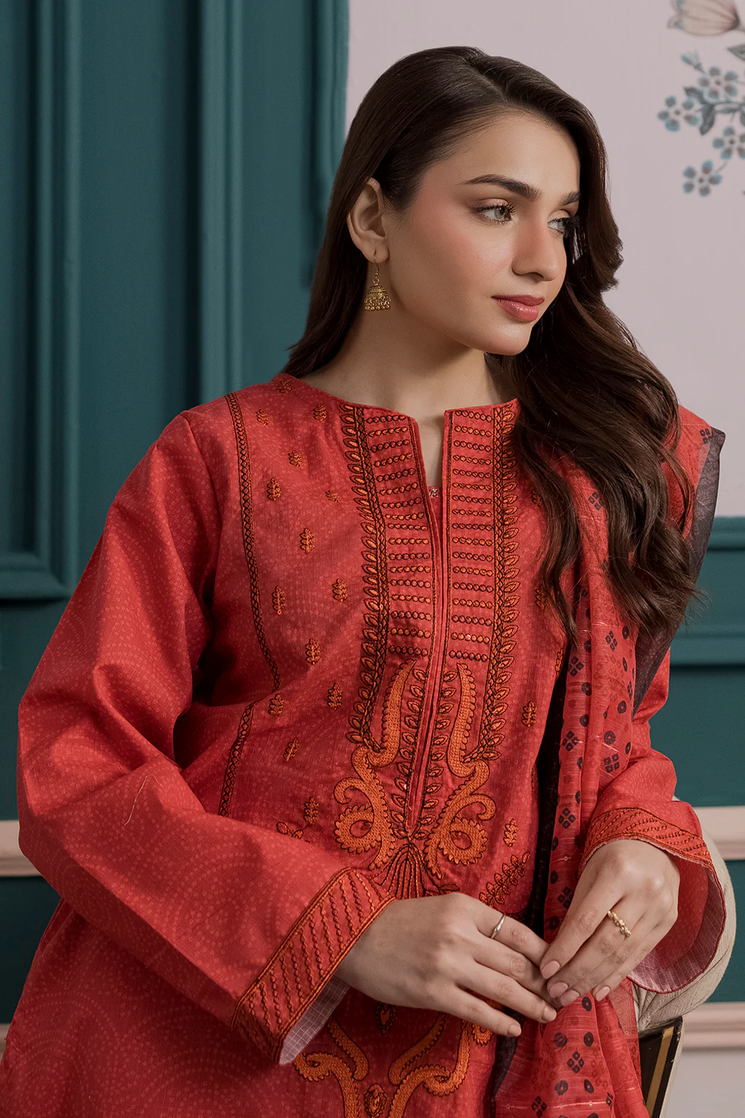 Embroidered Kurta Dupatta Trouser - 3157 - Image 3