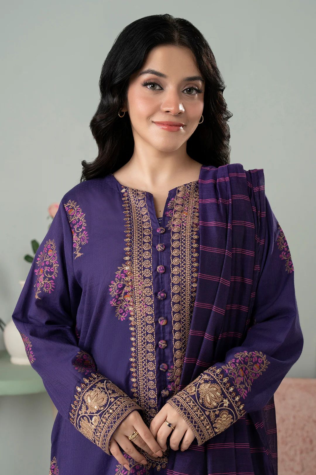 Embroidered Kurta Dupatta Trouser - 3352 - Image 2