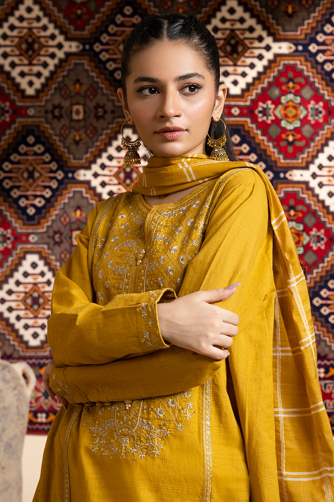 Embroidered Kurta Dupatta Trouser - 3354 - Image 2