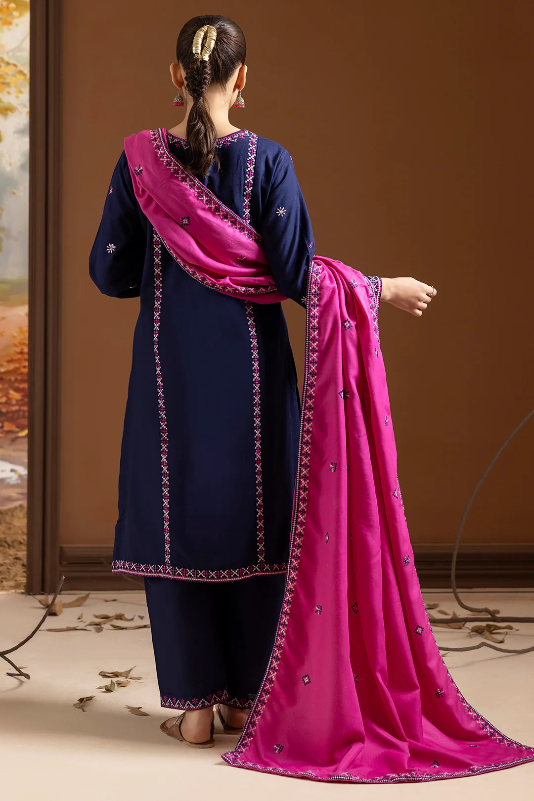 Embroidered Kurta Dupatta Trouser - 3373 - Image 12