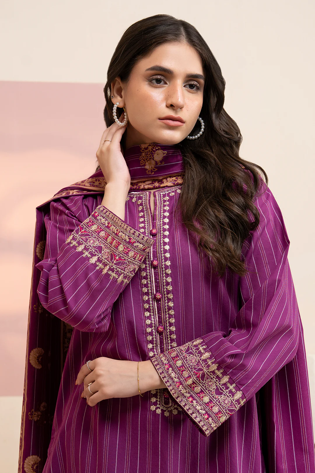 Embroidered Kurta Dupatta Trouser - 3389 - Image 2