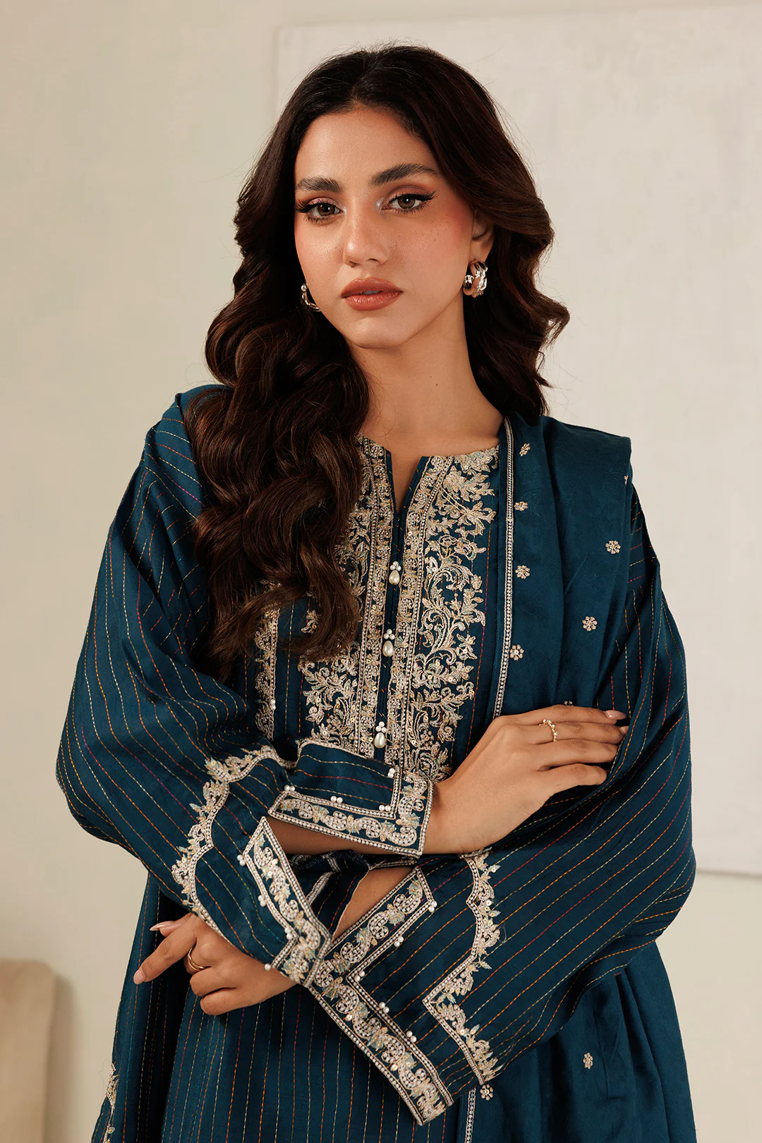 Embroidered Kurta Dupatta Trouser - 3394 - Image 7