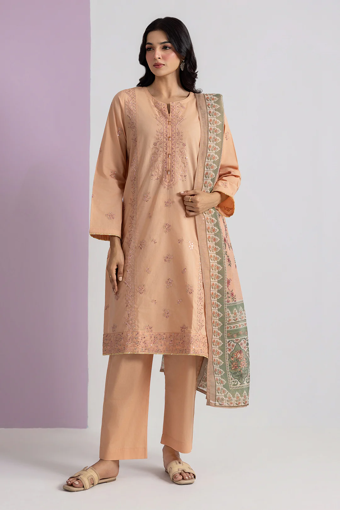 Embroidered Kurta Dupatta Trouser - 2596 - Image 3