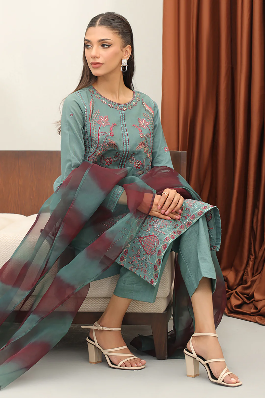 Embroidered Kurta Dupatta Trouser - 3287 - Image 3