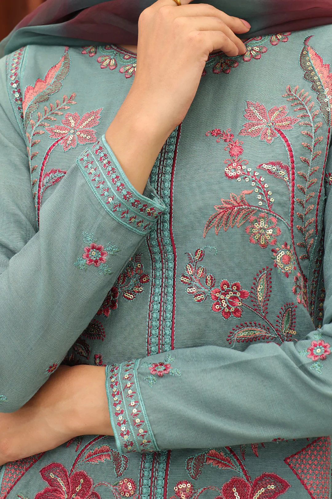 Embroidered Kurta Dupatta Trouser - 3287 - Image 4