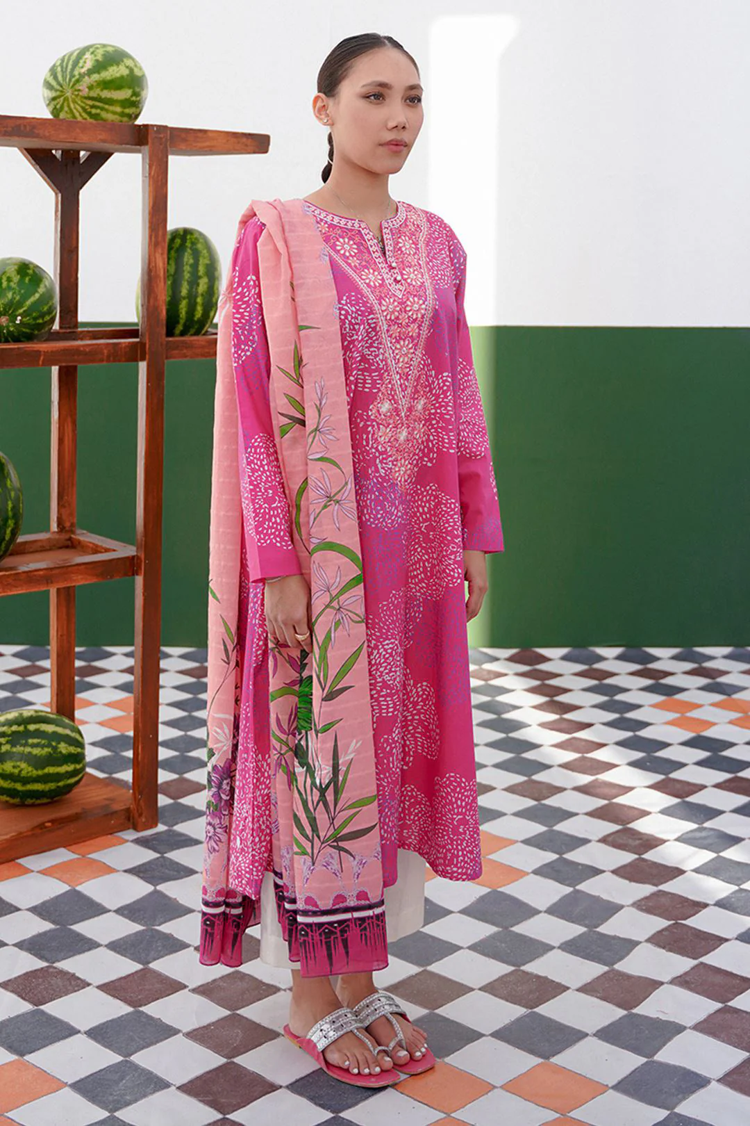 Embroidered Kurta Dupatta - 0653 - Image 3
