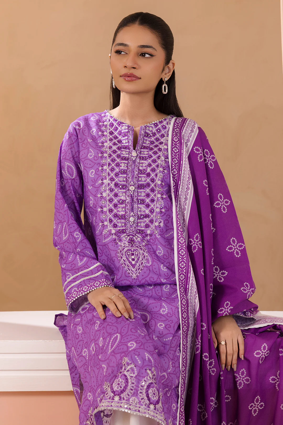 Embroidered Kurta Dupatta - 3212 - Image 3
