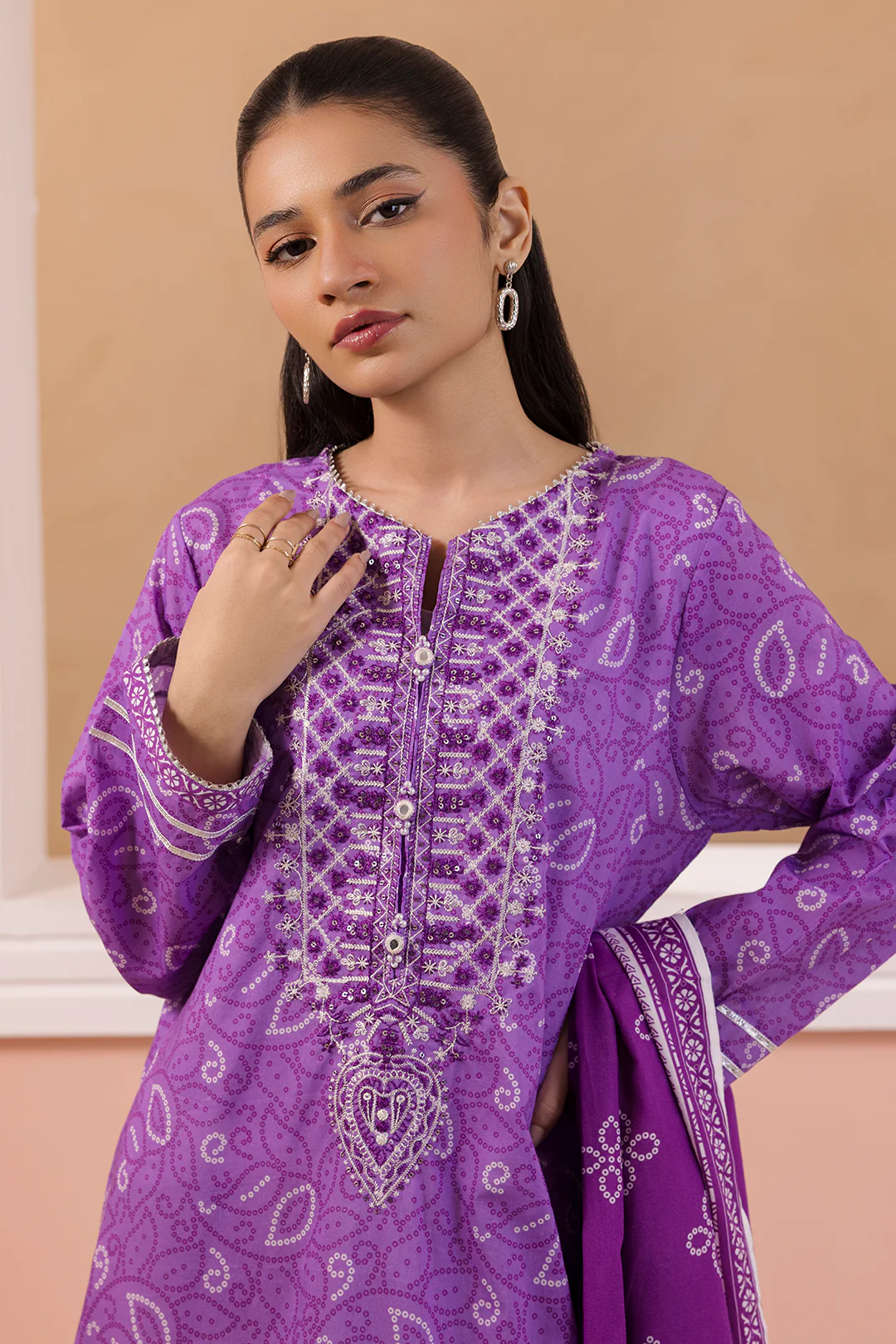 Embroidered Kurta Dupatta - 3212 - Image 5