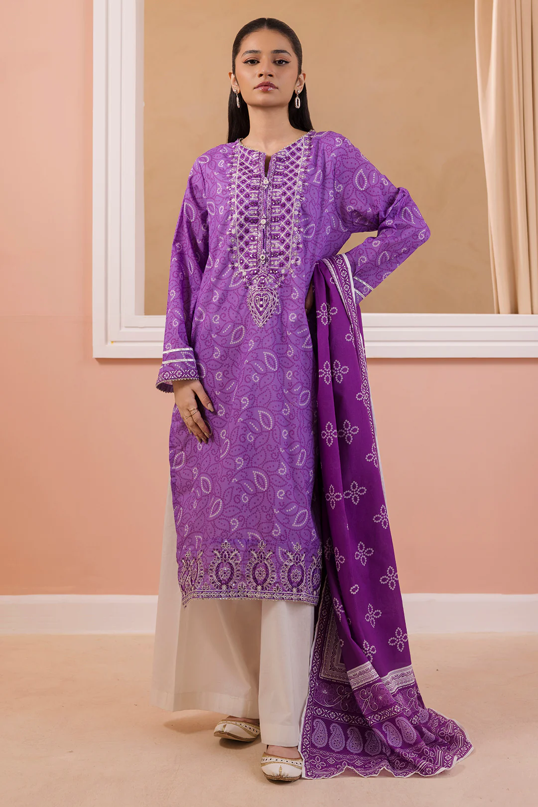 Embroidered Kurta Dupatta - 3212 - Image 7