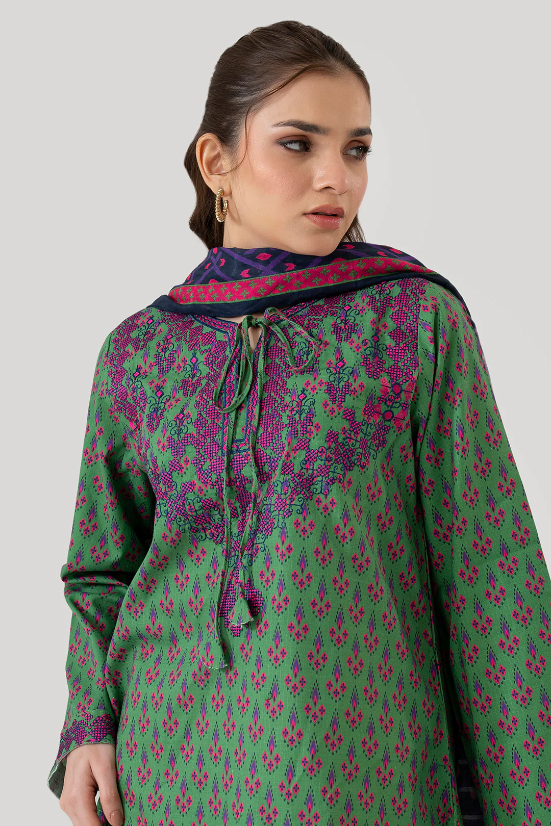 Embroidered Kurta Dupatta - 3213