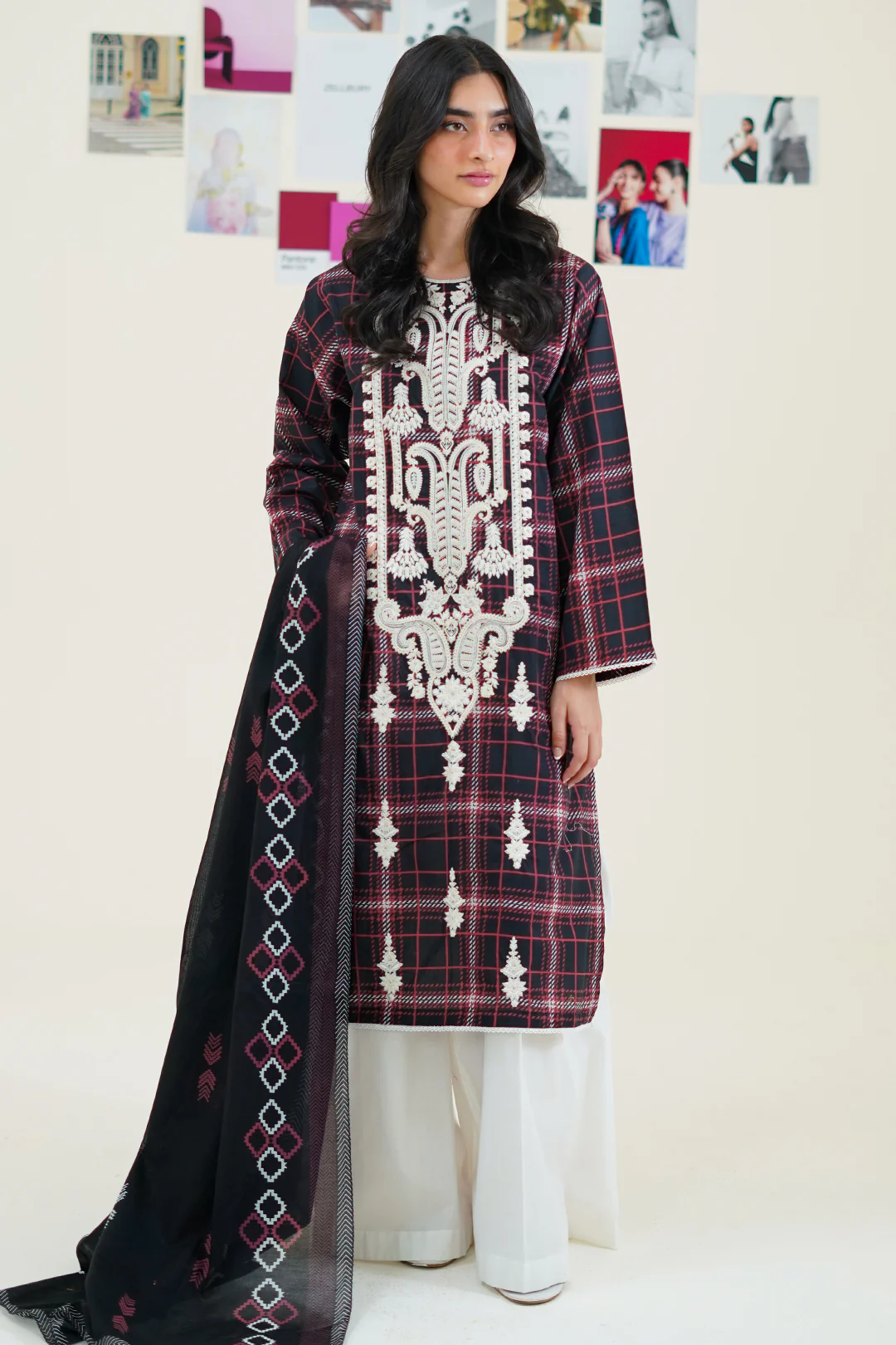 Embroidered Kurta Dupatta - 1900 - Image 3