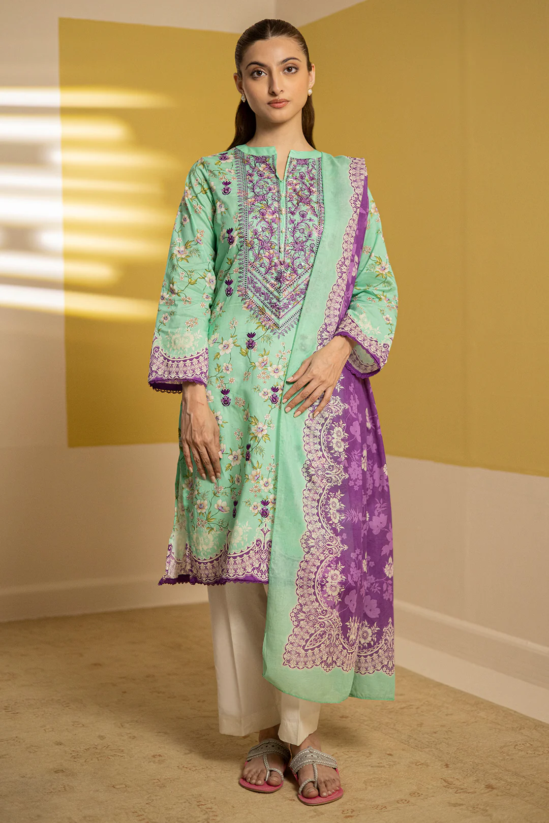 Embroidered Kurta Dupatta - 1903 - Image 2