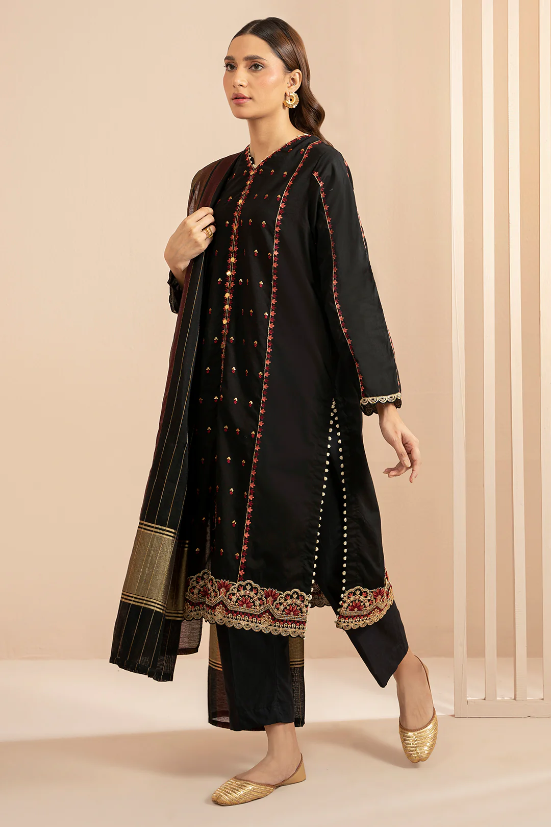 Embroidered Kurta Dupatta - 1985 - Image 3