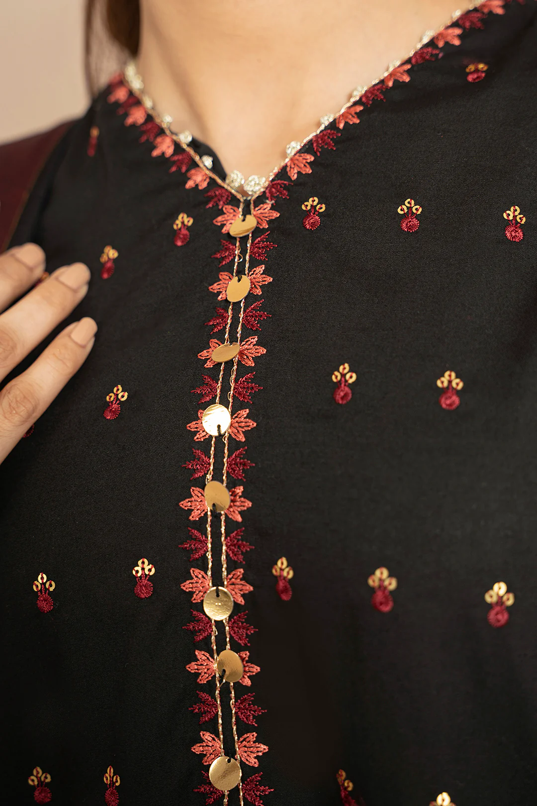 Embroidered Kurta Dupatta - 1985 - Image 4