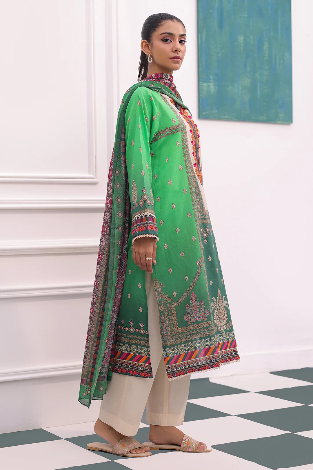 Embroidered Kurta Dupatta - 2072 - Image 4