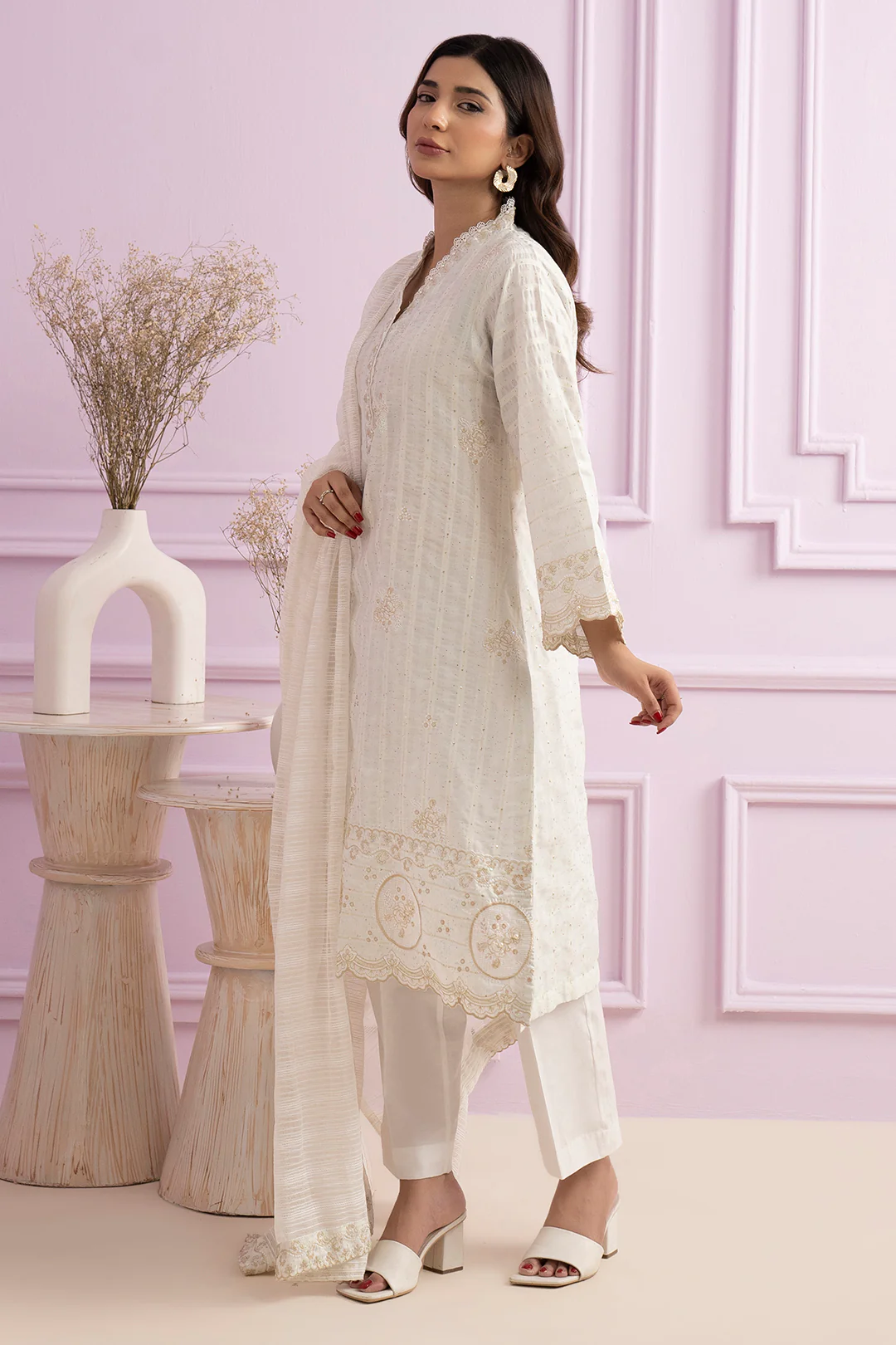 Embroidered Kurta Dupatta - 2121 - Image 7